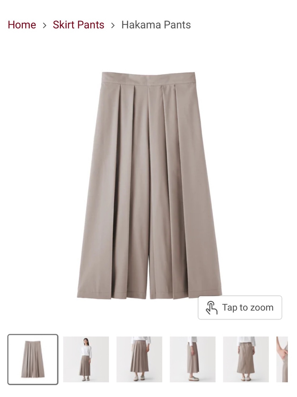 Muji Taupe Wide-Leg Hakama Pants